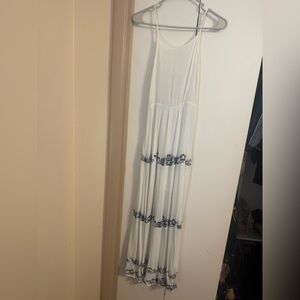 Altar'd State White Maxi Dress with Blue Accents